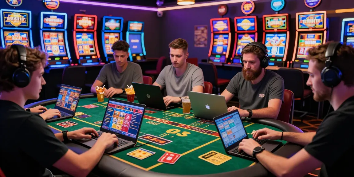 Online casino players enjoying games at https://eviz.org.uk with vibrant atmosphere and credit card options available.