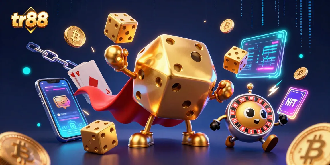 Experience thrilling gaming with tr88's dynamic golden dice golem and crypto elements surrounding the action!