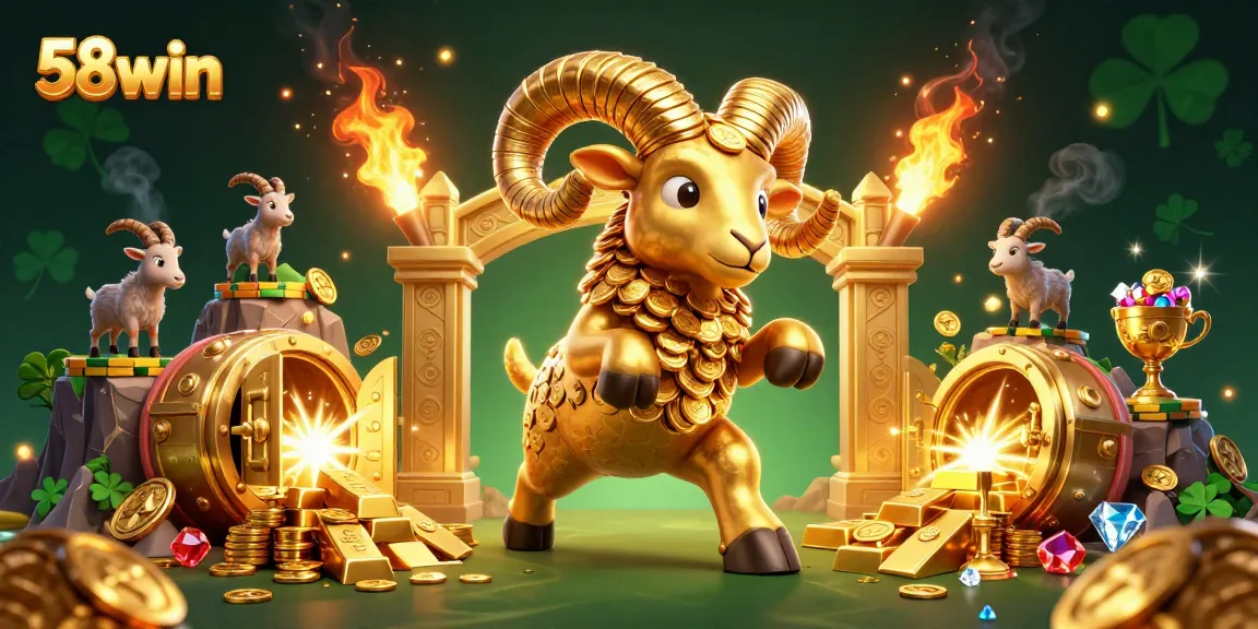 Experience big wins with 58win at a vibrant casino, highlighted by treasures and lively characters.