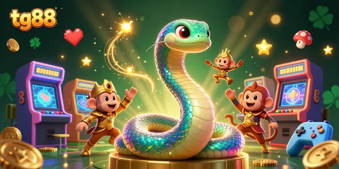 Experience tg88's vibrant casino adventure with a dazzling rainbow serpent and playful monkey king!