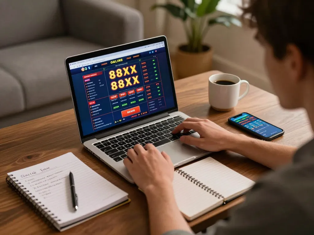 Player engaging with the 88xx online casino interface while focused on strategic betting.