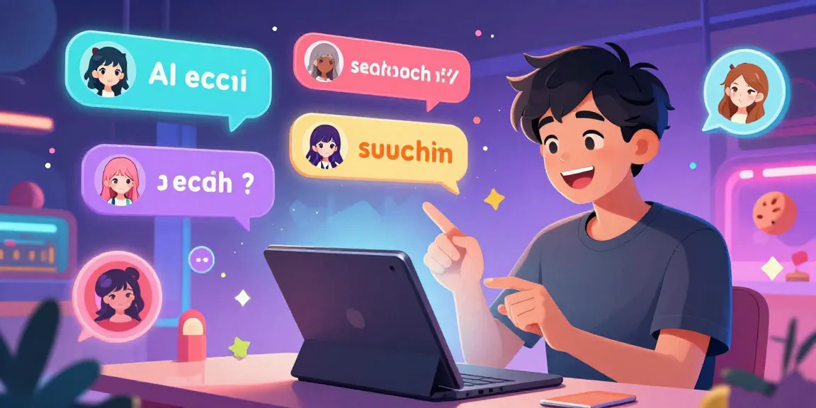 Engaging user enjoying ai ecchi chat with vibrant character interactions.