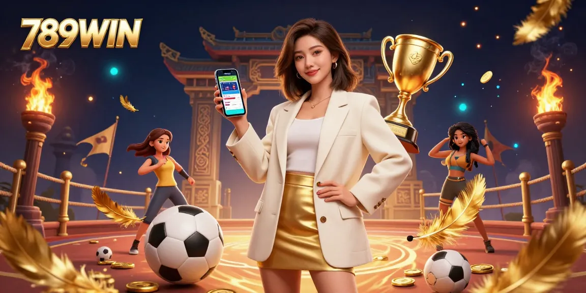 Experience thrilling sports betting with 789WIN through a vibrant, dynamic digital scene full of engaging gaming elements.