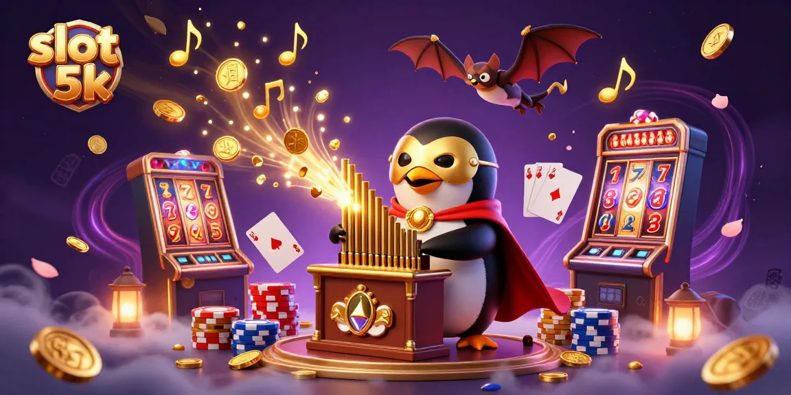 Experience jackpot thrills with slot 5k featuring enchanting penguin and animated casino symbols.