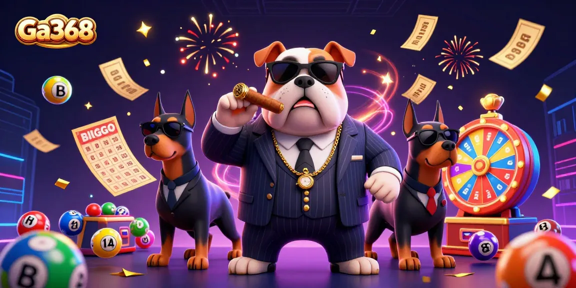 Experience thrilling action with Ga368's vibrant lottery scene featuring a mafia boss and energetic characters.