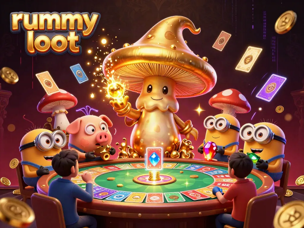 Engage in exciting rummy loot gameplay with dynamic rummy tables, colorful cards, and enchanting characters.