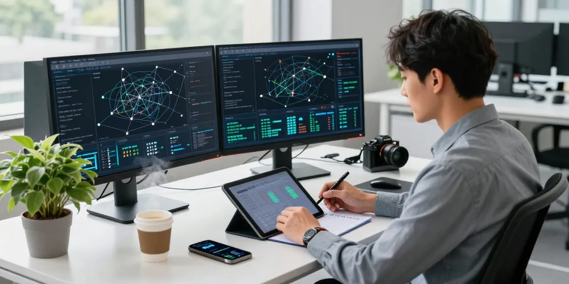 快连 network optimization specialist monitoring high-speed data transfer in a modern tech workspace.