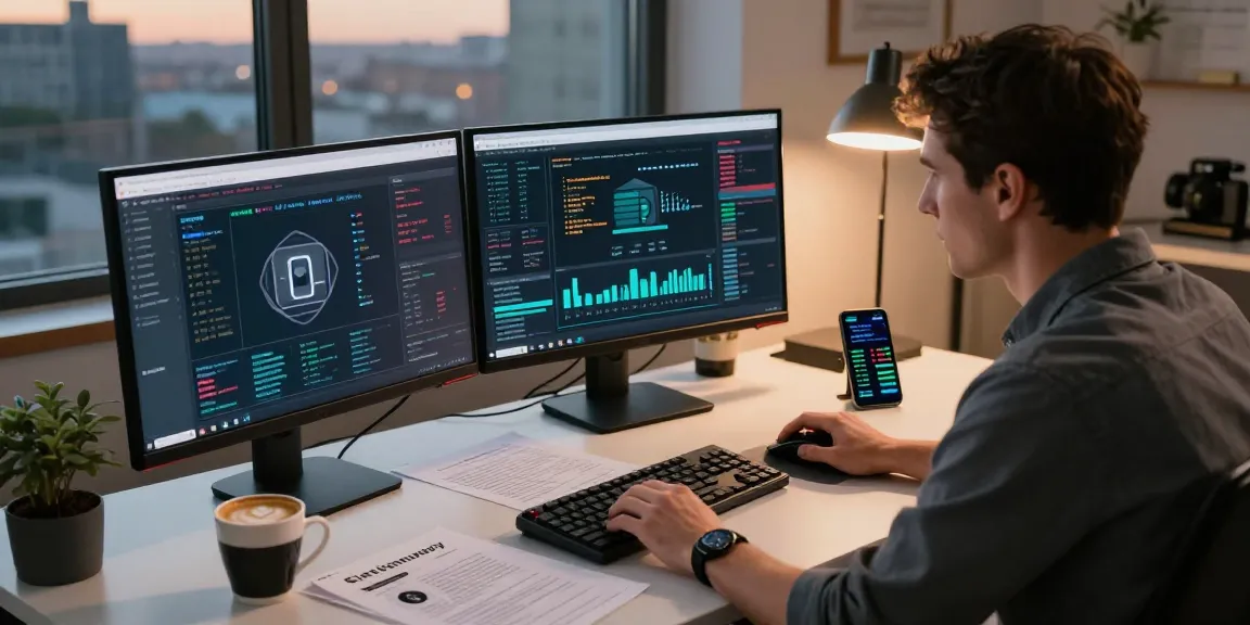 Recover lost crypto in a focused workspace with dual monitors, bitcoin analytics, and digital wallets.