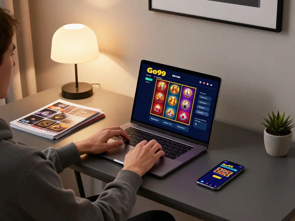 Engaging with Go99 com for an online casino experience in a cozy home setting