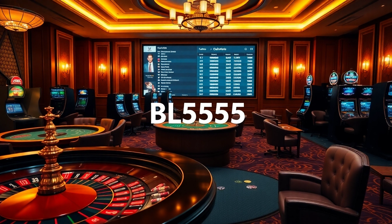 Experience an exciting casino night with BL5555's vibrant poker and roulette tables.