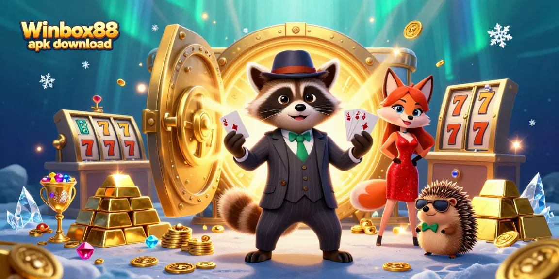 Experience the excitement of Winbox88 apk download with a vibrant casino scene featuring animated characters and rich game elements.