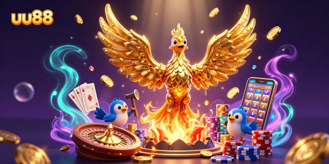 Experience thrilling moments with uu88 as molten gold transforms into coins in this dynamic casino illustration.