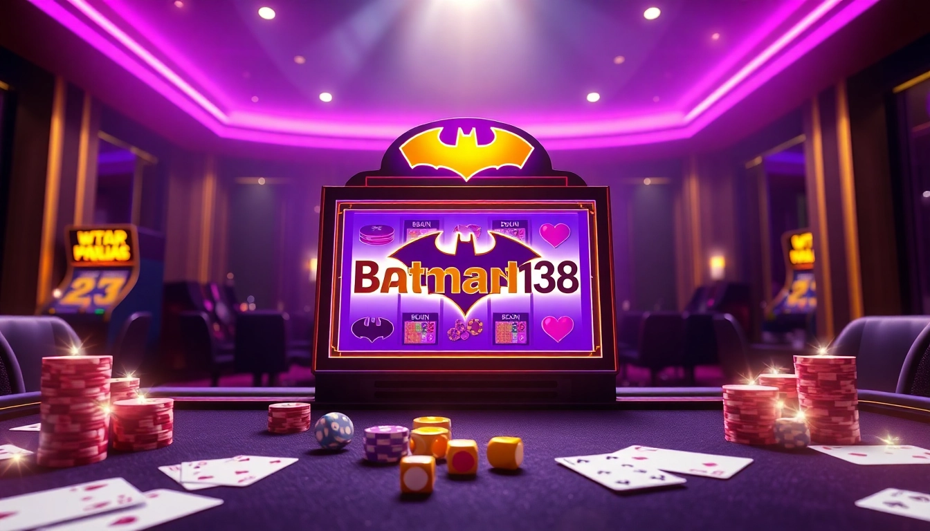 Engaging players at the Batman138 slot machine with vibrant casino ambiance and luxury elements.