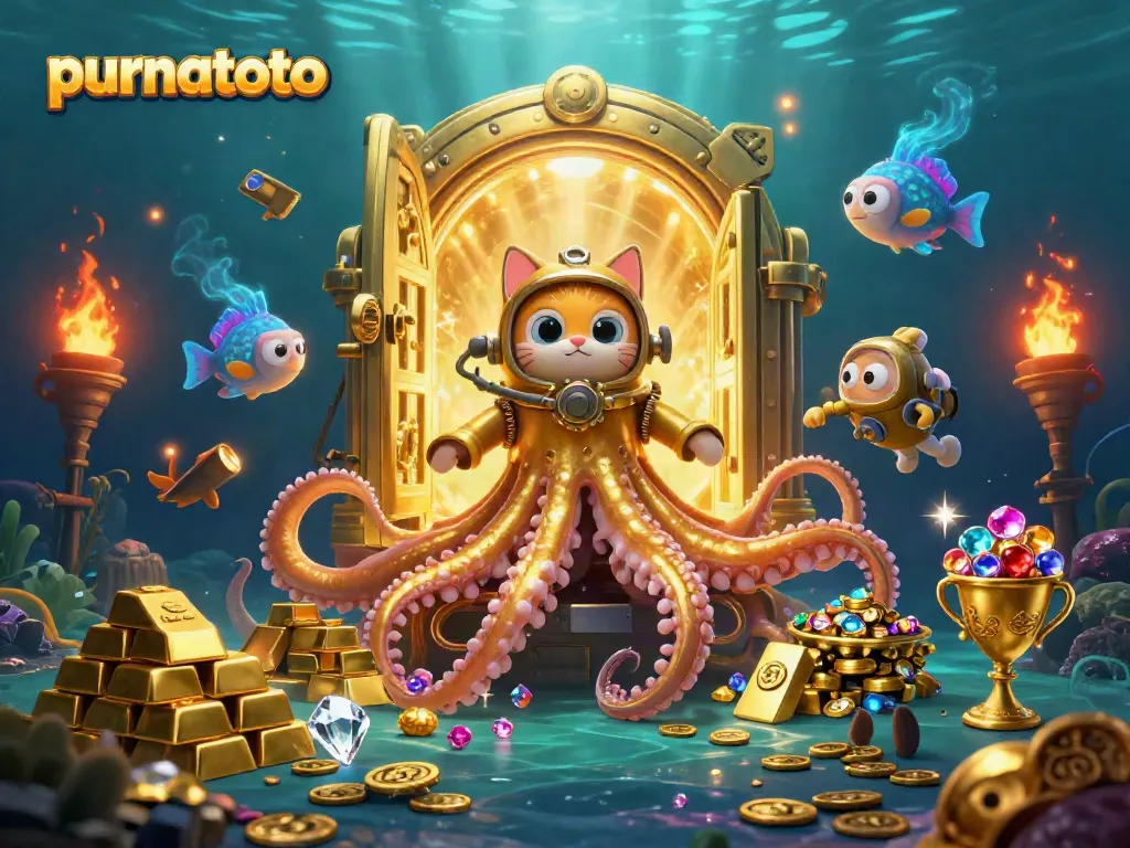 Permainan slot purnatoto yang menarik dengan karakter 3D unik dan elemen berharga dalam suasana laut