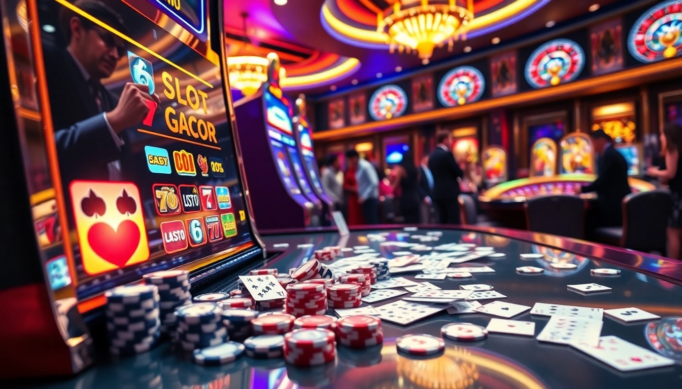 Experience excitement at the Slot Gacor machine in a luxurious casino scene.