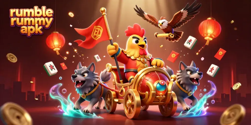 Play exciting games with Rumble Rummy APK, featuring dynamic characters and vibrant elements.