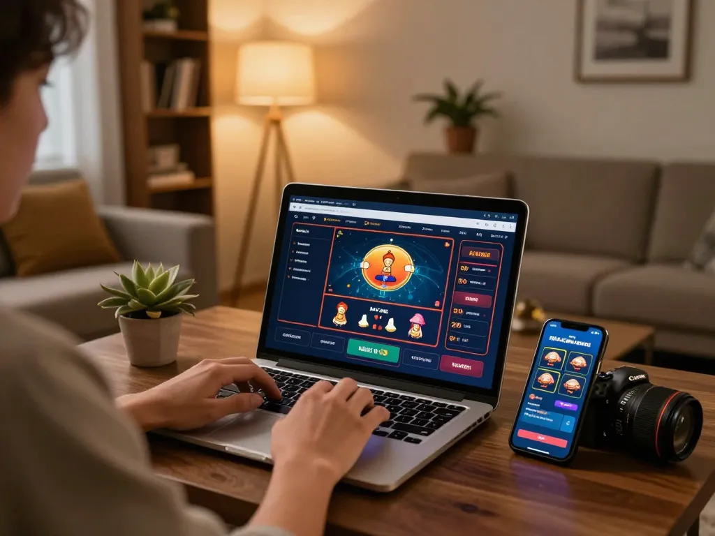 Engaging with an online casino interface, highlighting nhà cái for responsible betting strategies