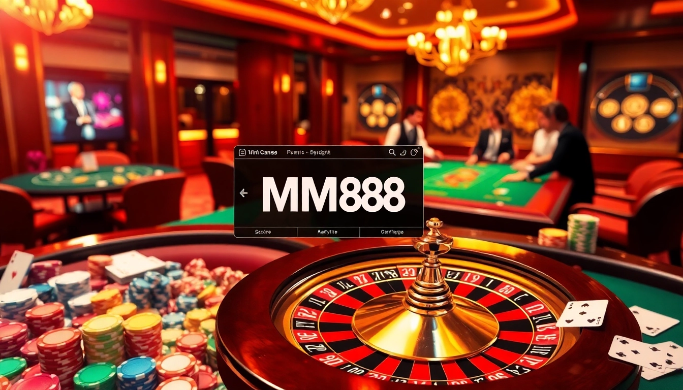 Players enjoying an exciting game at MM88 casino, featuring roulette and poker tables.