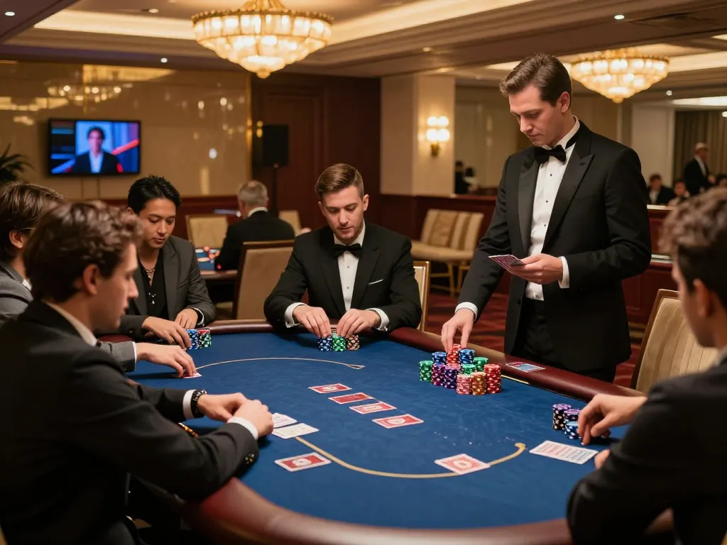 Engaged players strategizing over a poker game at 388bet's luxurious VIP table