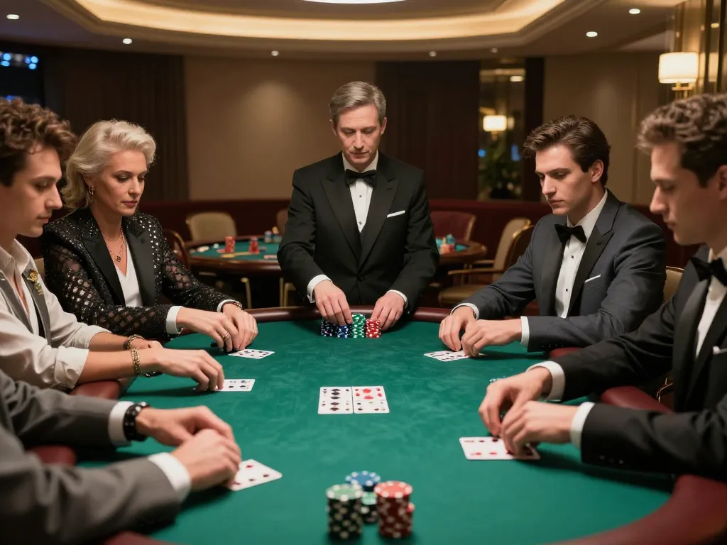 FA88VN players engaged in a high-stakes poker game, showcasing focus and strategy.