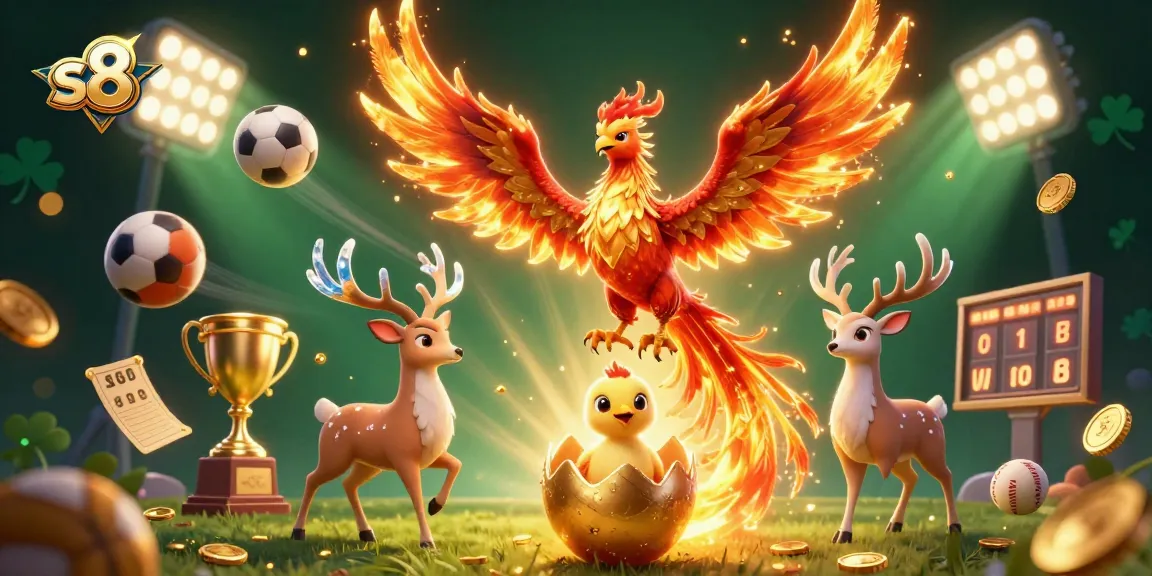 Engage with thrilling s8 casino adventures, featuring a dynamic fire phoenix and vibrant sports elements!