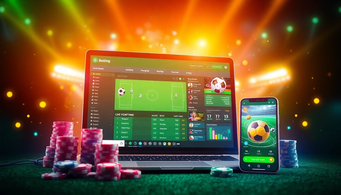 Understanding แทงบอลยังไง with a vibrant online sports betting interface showcasing football odds and colorful betting slips.