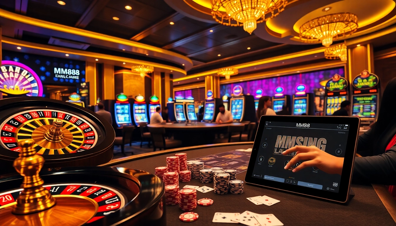 Experience the excitement of MM88 casino gaming, featuring vibrant roulette wheels and high-stakes poker.
